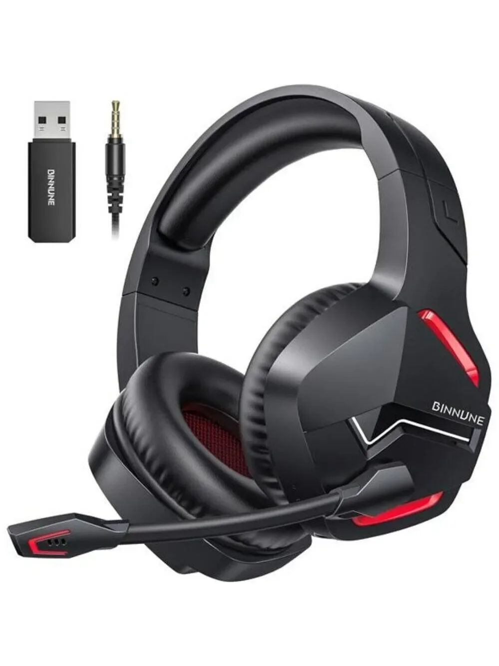 BINNUNE Wireless Gaming Headset PS5 PS4 PC Bluetooth Mic 120H Battery